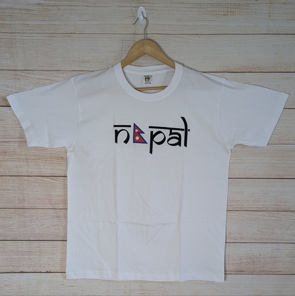 White Nepal Flag Graphic Men's T-Shirt New Without Tags
